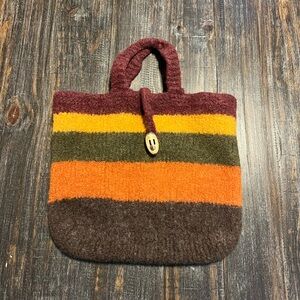 Multicolor Striped Wool Tote Bag